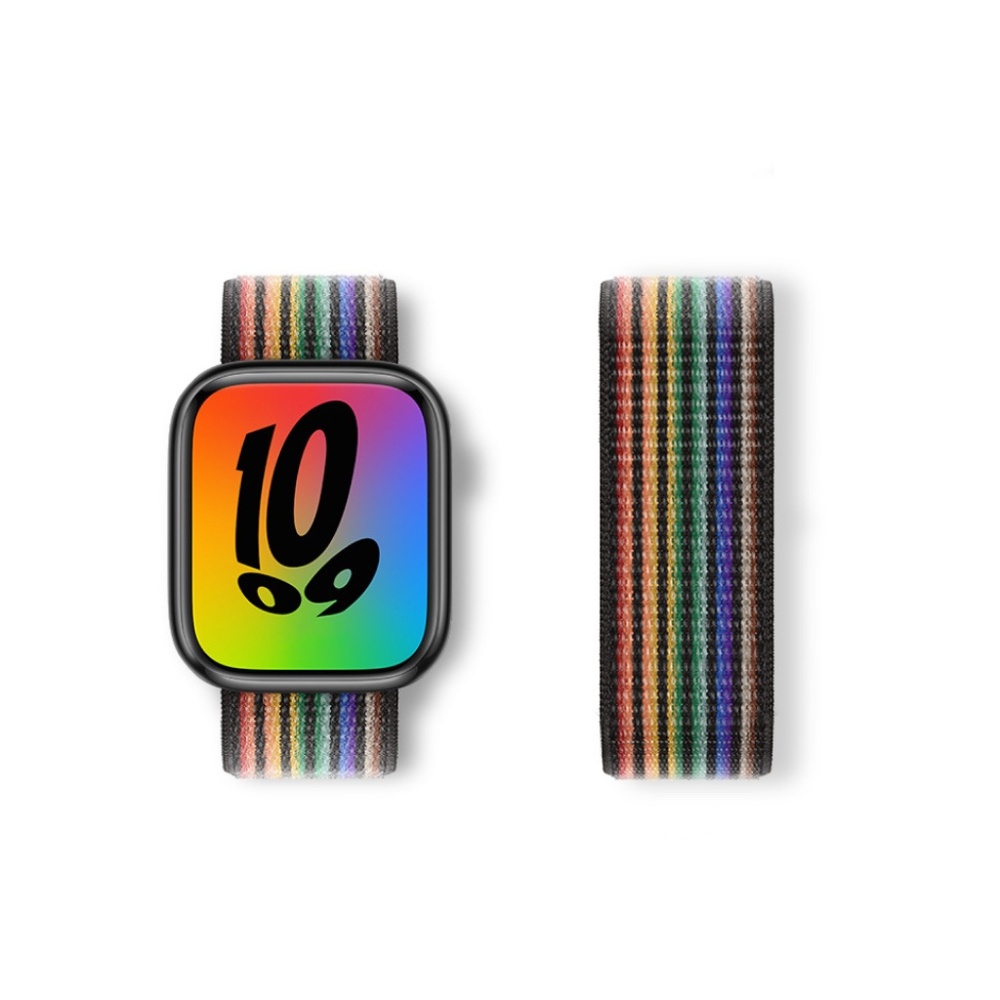 Sports Loop Apple Watch Strap - Black Rainbow